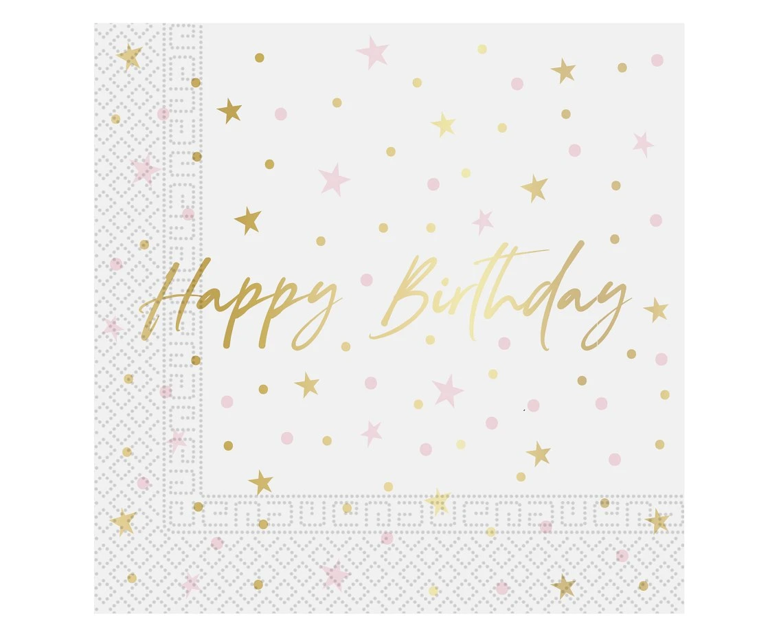 Serwetki papierowe Happy Birthday, FSC, rozm. 33x33 cm, 20 szt. KK