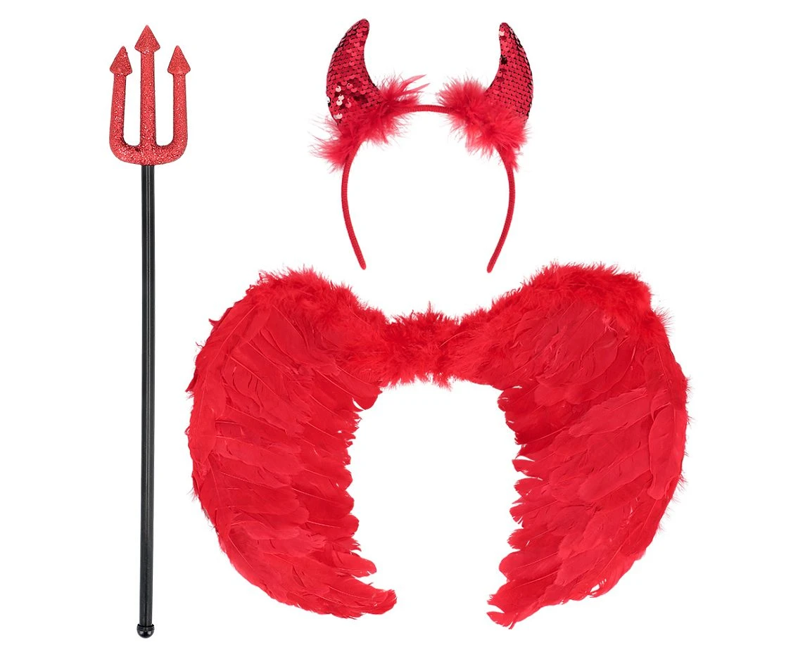 Zestaw Skrzydlata Diablica (opaska, widły, skrzydła)