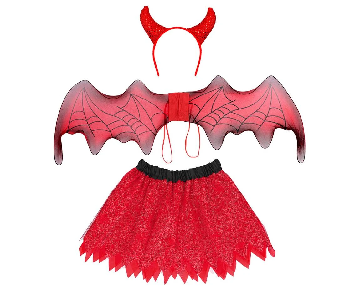 Zestaw dla dzieci Skrzydlata Diablica (opaska, spódnica, skrzydła)