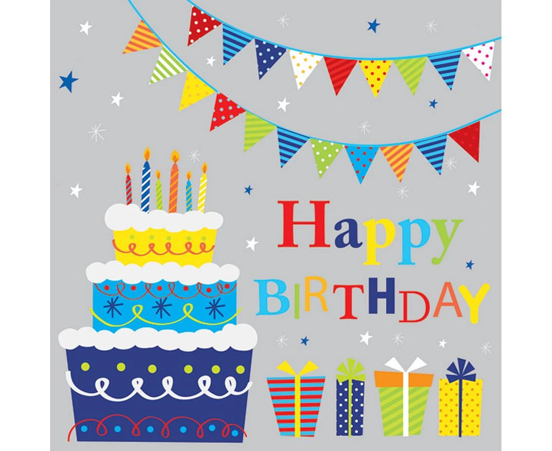 Serwetki papierowe B''day Cake with Gifts and Garlands, 33 x 33 cm,  20 szt.