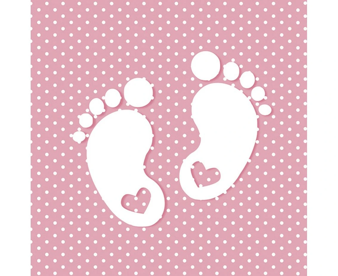 Serwetki papierowe Little Feet Pink, 33 x 33 cm,  20 szt.
