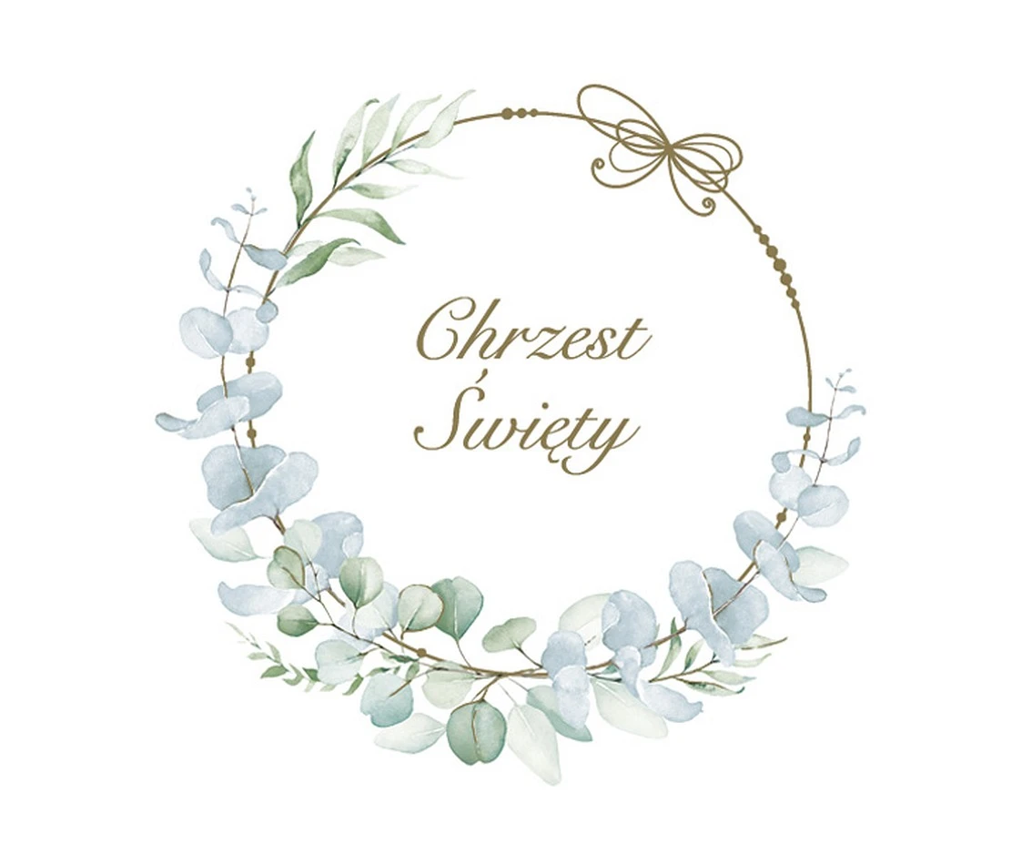 Serwetki papierowe Christening Eucalyptus Wreath, 33 x 33 cm,  20 szt.
