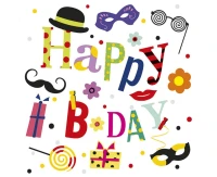 Serwetki papierowe Funny B-day, 33 x 33 cm,  20 szt.