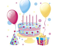 Serwetki papierowe B''day Cake with Balloons, 33 x 33 cm,  20 szt.