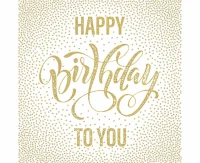 Serwetki papierowe Happy Birthday Dotted Gold, 33 x 33 cm,  20 szt.