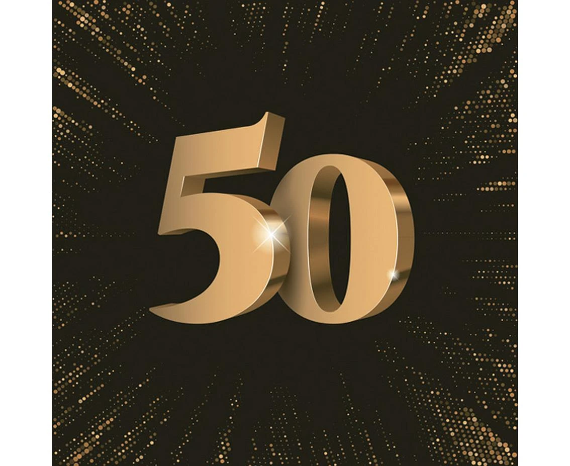 Serwetki papierowe 50th 3D Birthday, 33 x 33 cm,  20 szt.