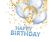 Serwetki papierowe Gold&Blue Balloons Happy B-day, 33 x 33 cm,  20 szt.