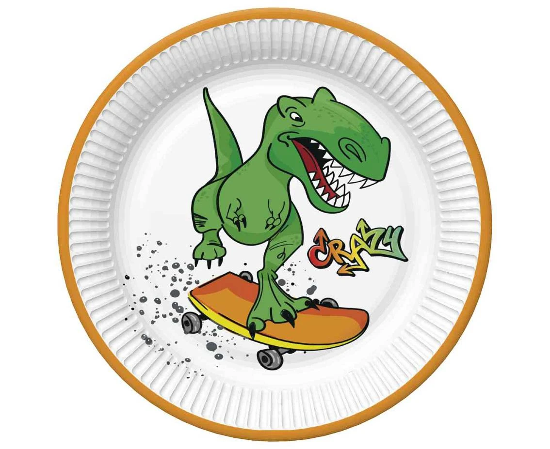 Talerzyki papierowe Crazy Dino, 18 cm,  8 szt.
