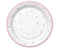 Talerzyki papierowe Baby Shower Pink, 18 cm,  8 szt.