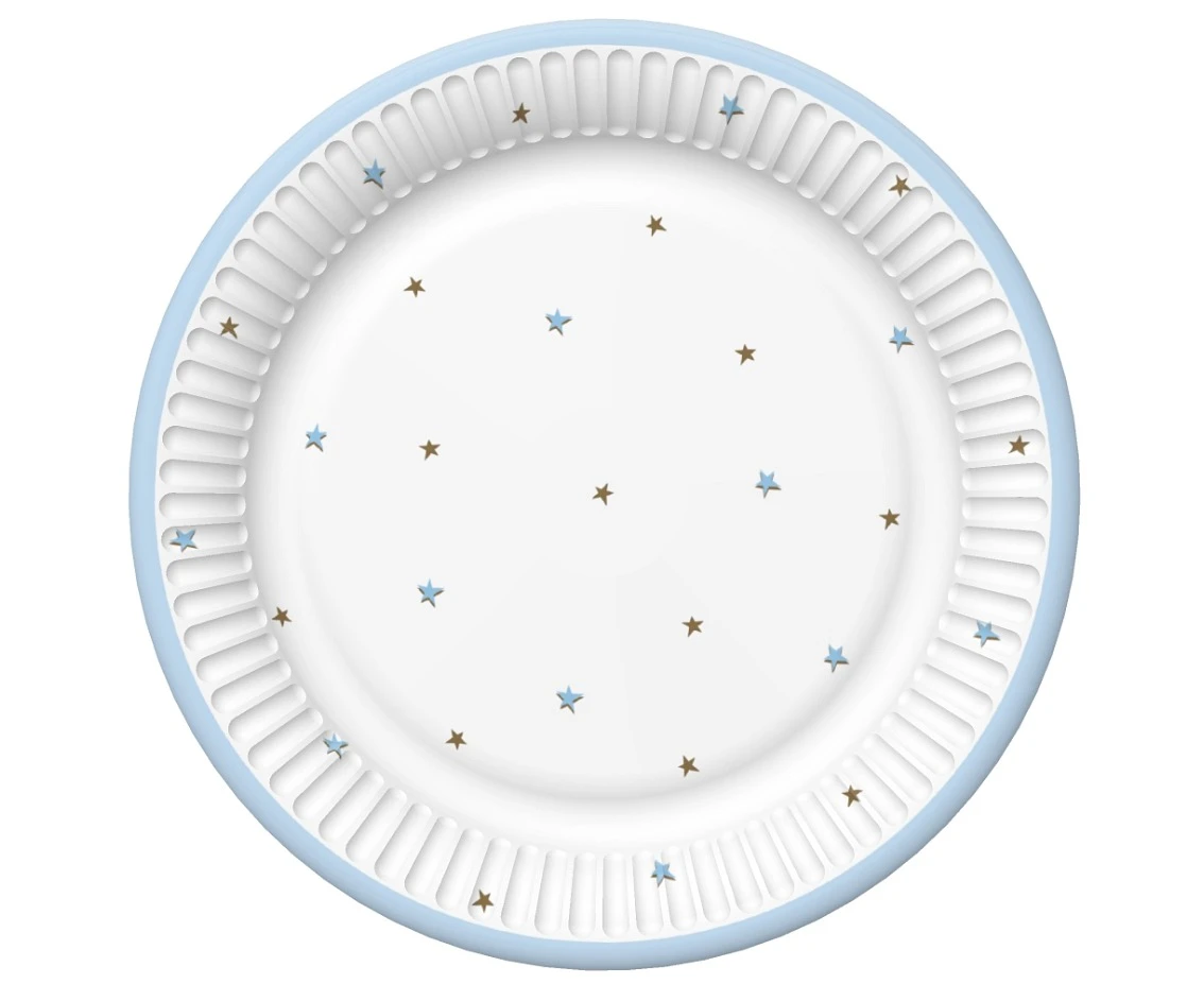 Talerzyki papierowe Baby Shower Blue, 18 cm,  8 szt.