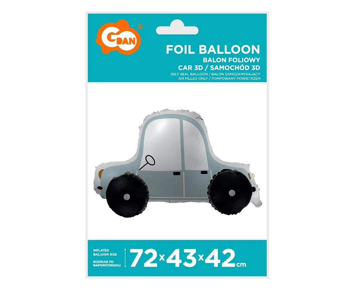 Balon foliowy Samochód 3D, 72x43x42 cm