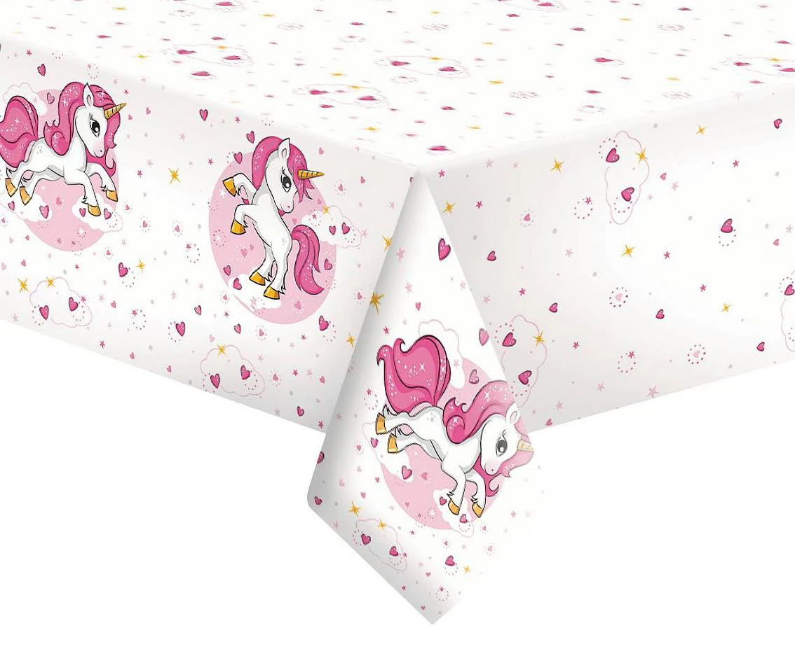 Obrus papierowy Pink Heart Unicorn, 120 x 180 cm
