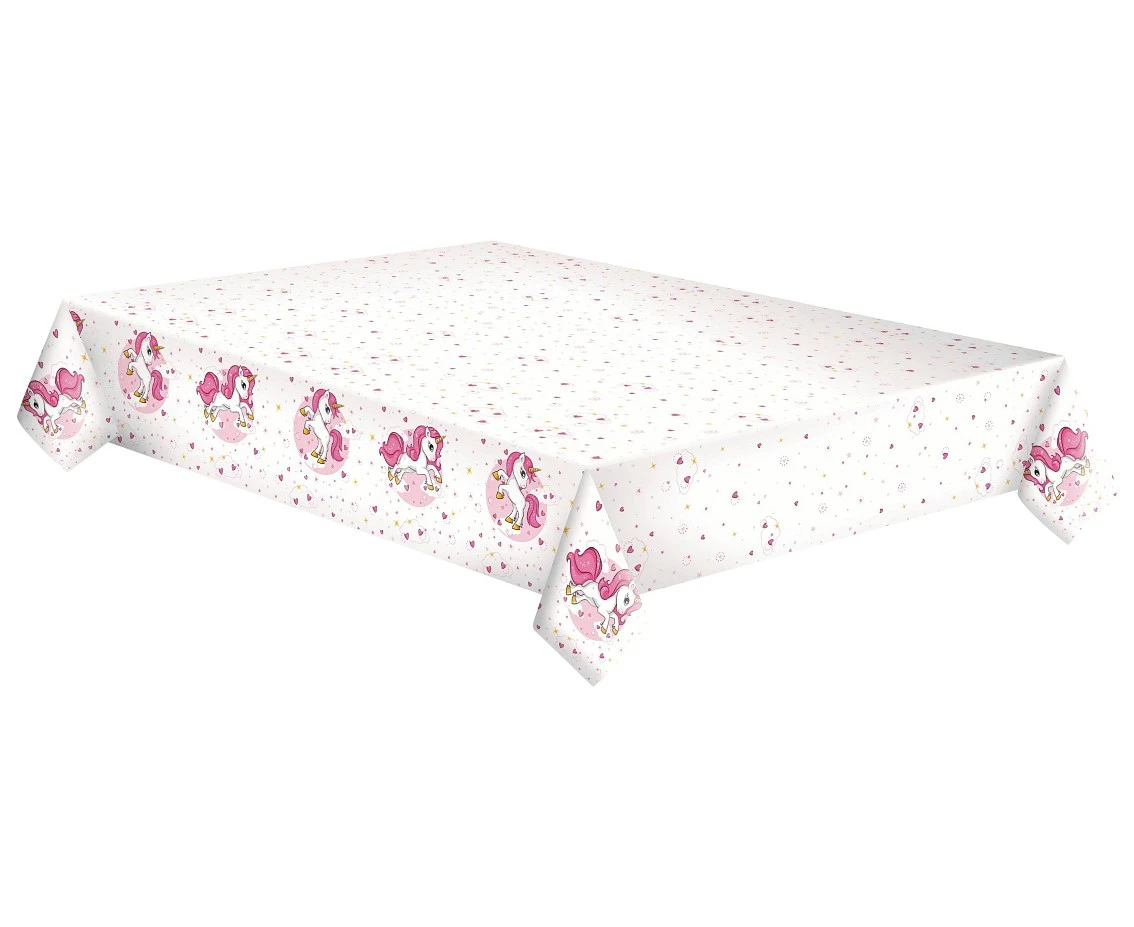 Obrus papierowy Pink Heart Unicorn, 120 x 180 cm