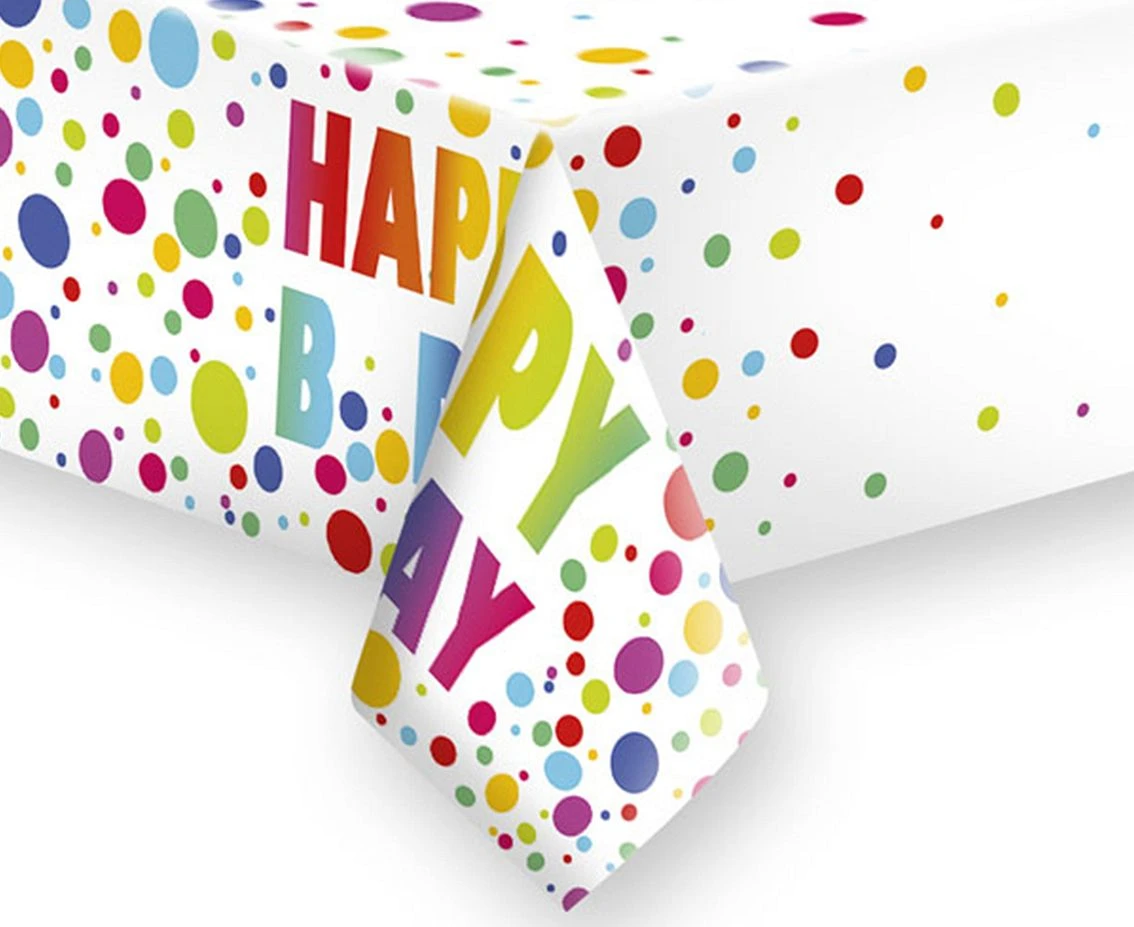 Obrus papierowy Happy B''Day Dots, 120 x 180 cm, 1 szt.