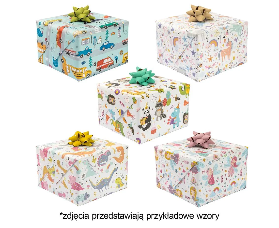 Papier ozdobny P2 200x70cm rolka 1 ark. Ogólne wzór 21 Dziecięce - Auta, Chłopiec, Dinozaury, Dziewczynka, Grafika, Jednorożce, Wróżki, Zwierzęta