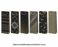 Torebka prezentowa złocona T15Z 130x380x110 Ogólne zest. 15 Grafika - Ciemne, Kobiece, Męskie, Złote, 1 szt.