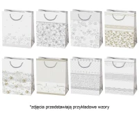 Torebka prezentowa z brokatem T3B 160x240x70 Ogólne zest. 8 Grafika - Białe, Jasne, Srebrne, Złote, 1 szt.