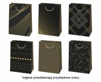 Torebka prezentowa złocona T5Z 230x320x110, mix - Ciemne, Kobiece, Męskie, Złote, 1 szt.
