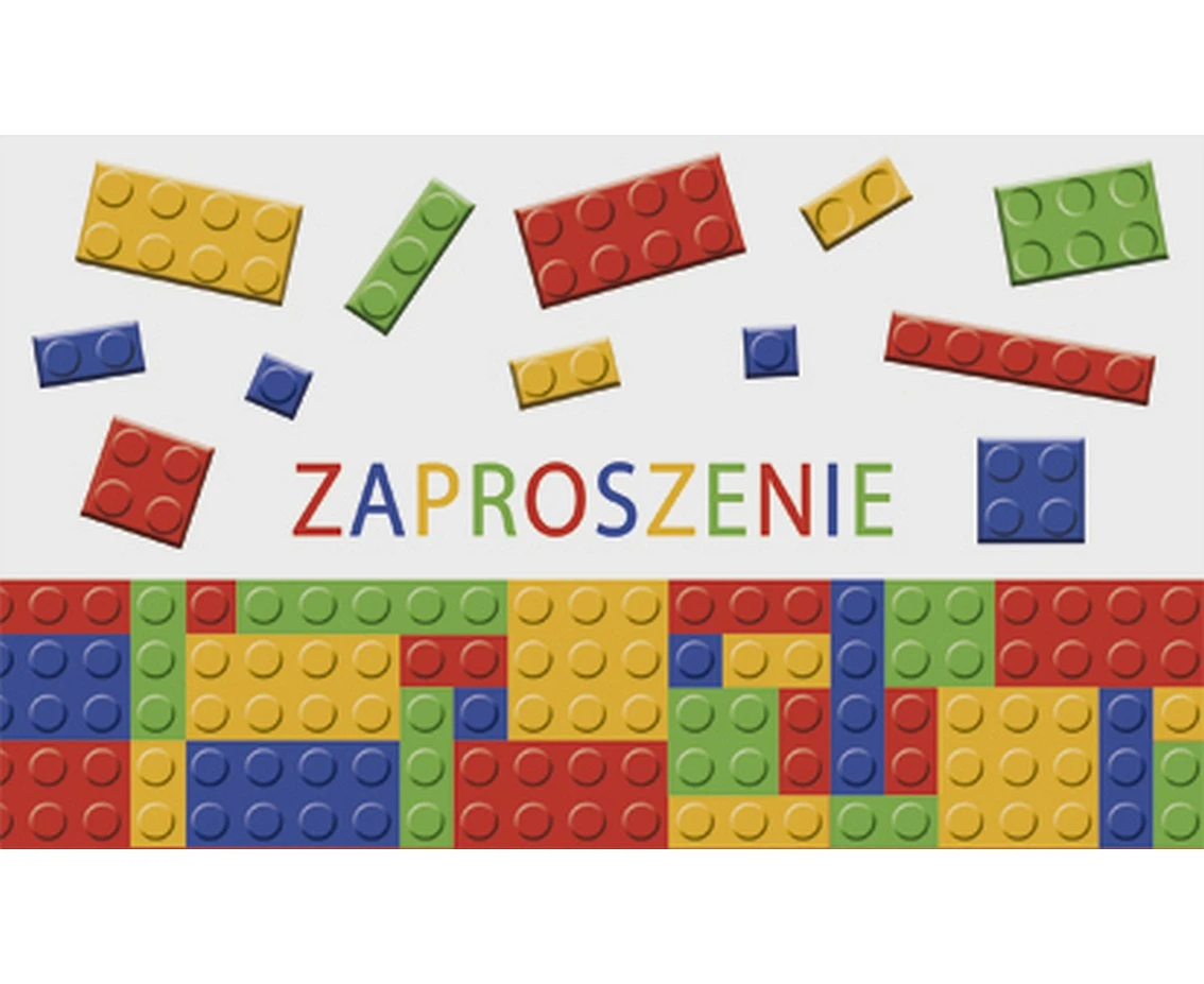 Zaproszenie Z 160x95 nr 47071 Dziecięce - Chłopiec, Dziewczynka, Klocki, 10 szt.