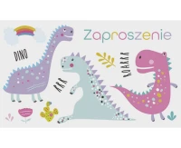 Zaproszenie Z 160x95 nr 55629 Dziecięce - Dinozaury, Dziewczynka, Zwierzęta, 10 szt.