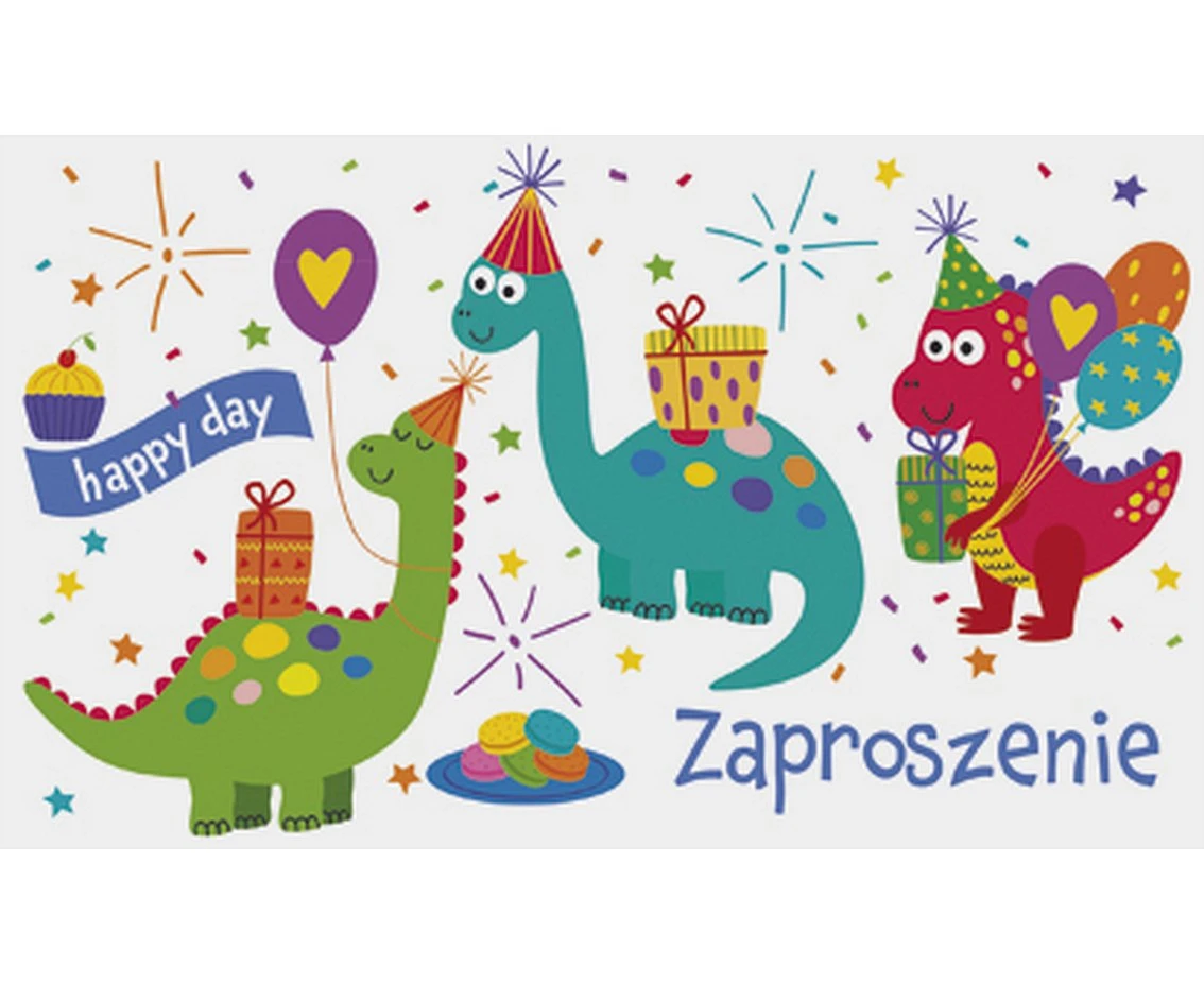 Zaproszenie Z 160x95 nr 55672 Dziecięce - Chłopiec, Dinozaury, Dziewczynka, Humor, 10 szt. KK