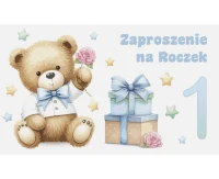 Zaproszenie Z 160x95 Urodziny Roczek zest. 60086 Dziecięce - Chłopiec, Misie, 10 szt.