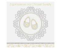 Zaproszenie kwadrat ZKW 120x120 Chrzest nr 56256 Dziecięce - Chłopiec, Dziewczynka, Jasne, Religia, Tłoczenie, Złote, 10 szt.