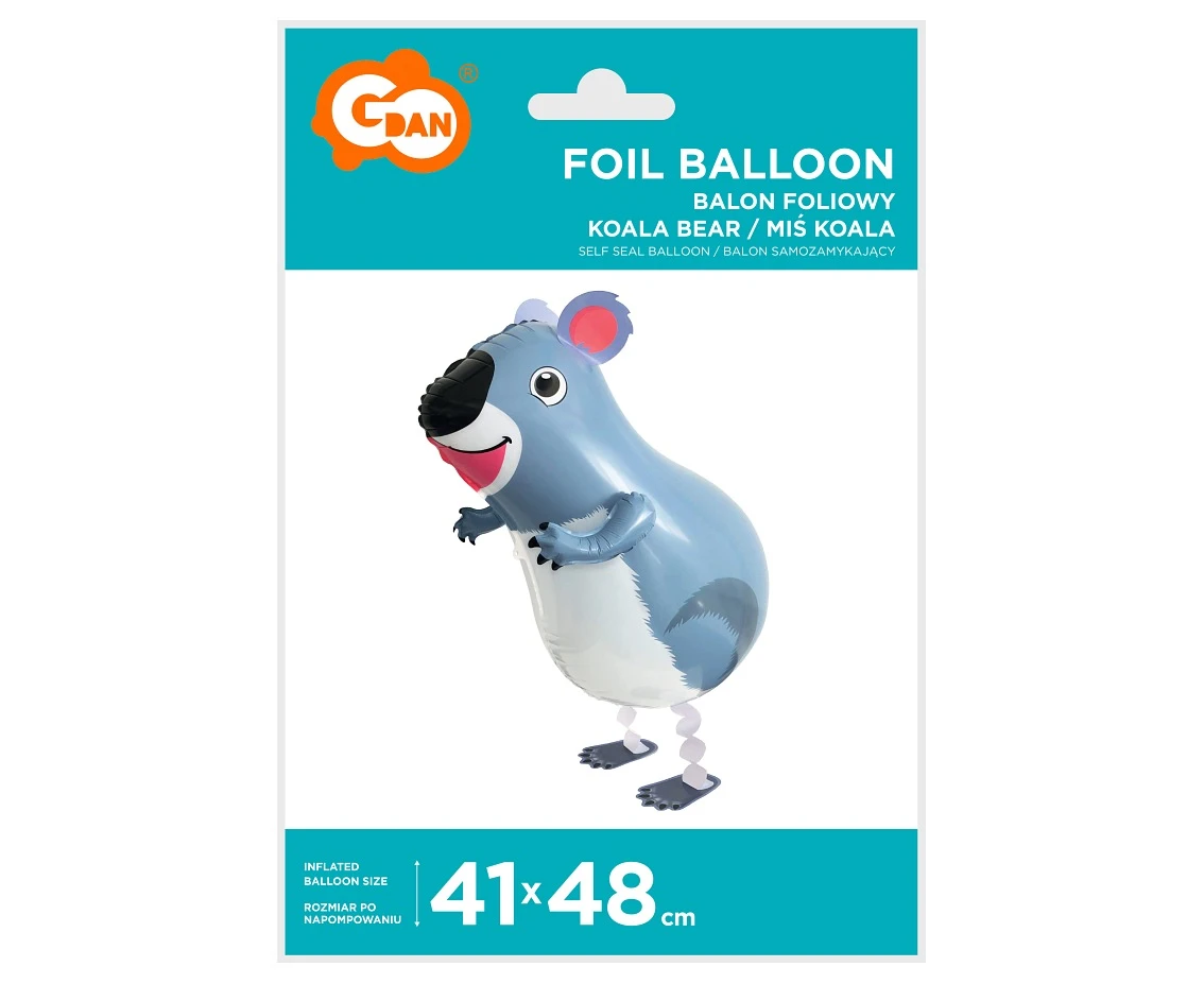 Balon foliowy Miś Koala, 41x48 cm, chodzący KK