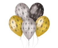 Balony Gemar 12", premium metalik błyszczące gwiazdy, 5szt. KK