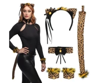 Zestaw Uroczy Gepard (opaska, choker, 2 bransoletki, ogon)
