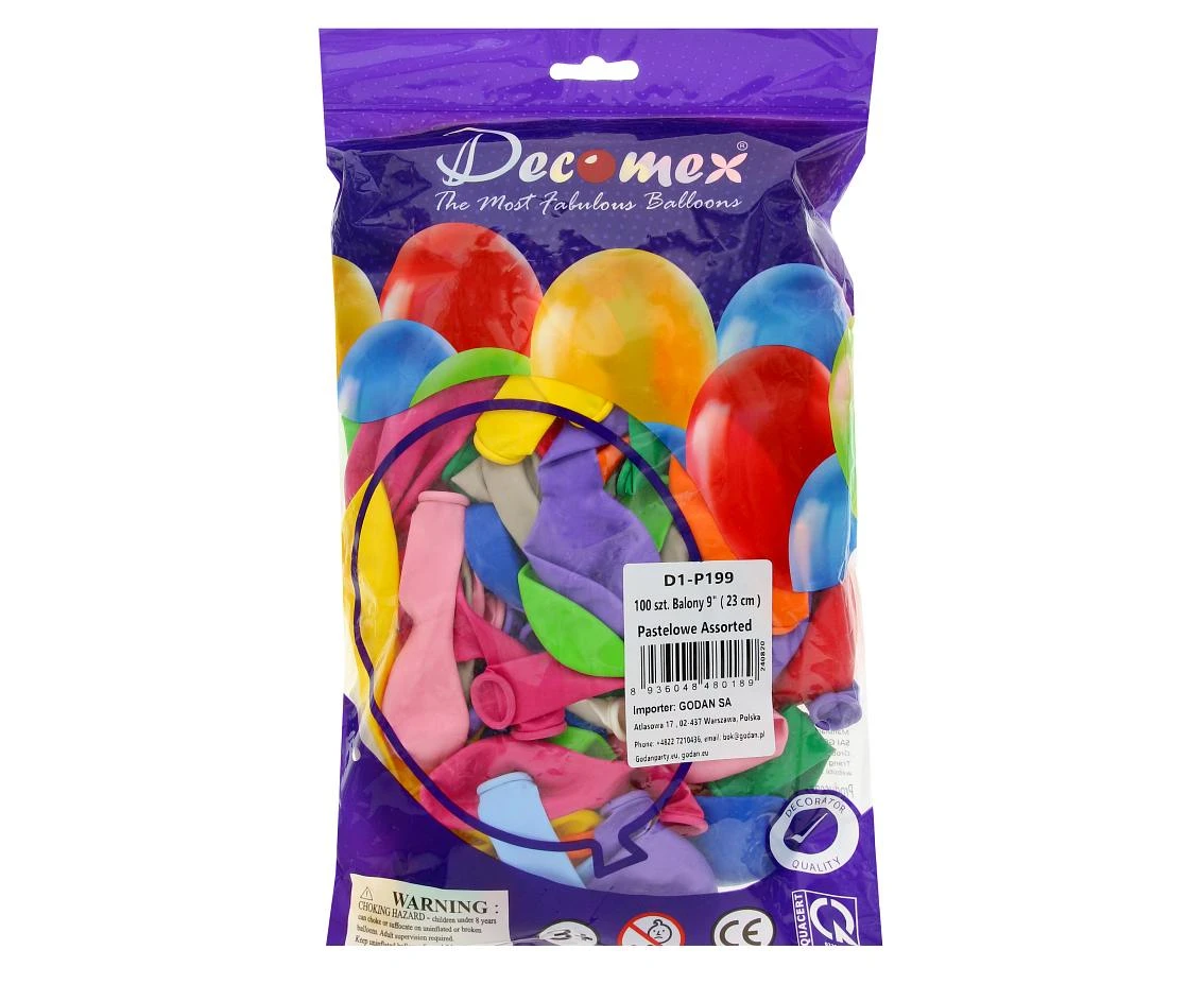 Balony Decomex 11", pastel mix, 100szt.