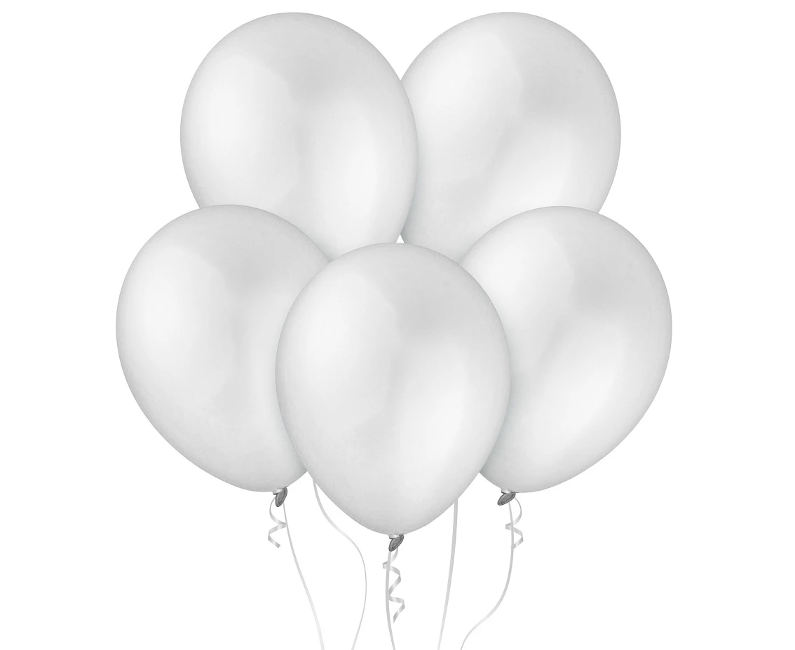 Balony Decomex 11", metalik białe, 100szt.