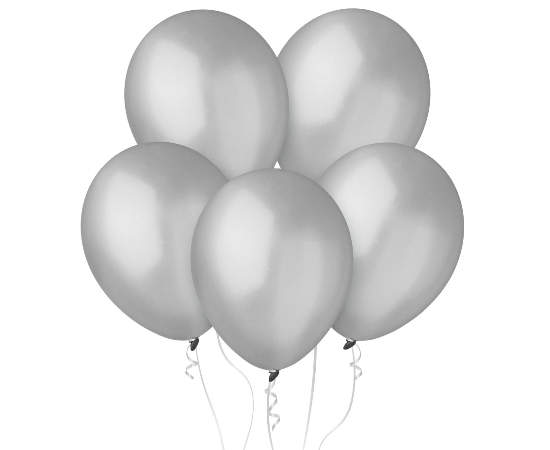 Balony Decomex 11", metalik srebrne, 100szt.