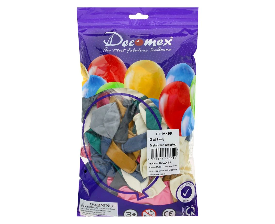 Balony Decomex 11", metalik mix, 100szt.