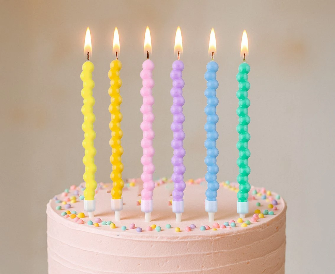 Świeczki kuleczki mix, makaronikowy, 11,5 cm, 6 szt.