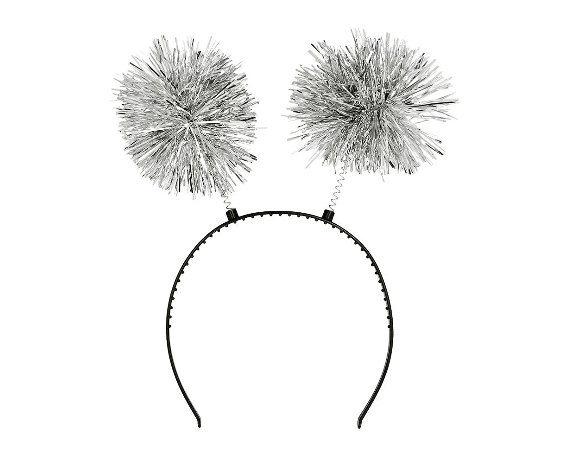 Opaska Tinsel, srebrne pompony