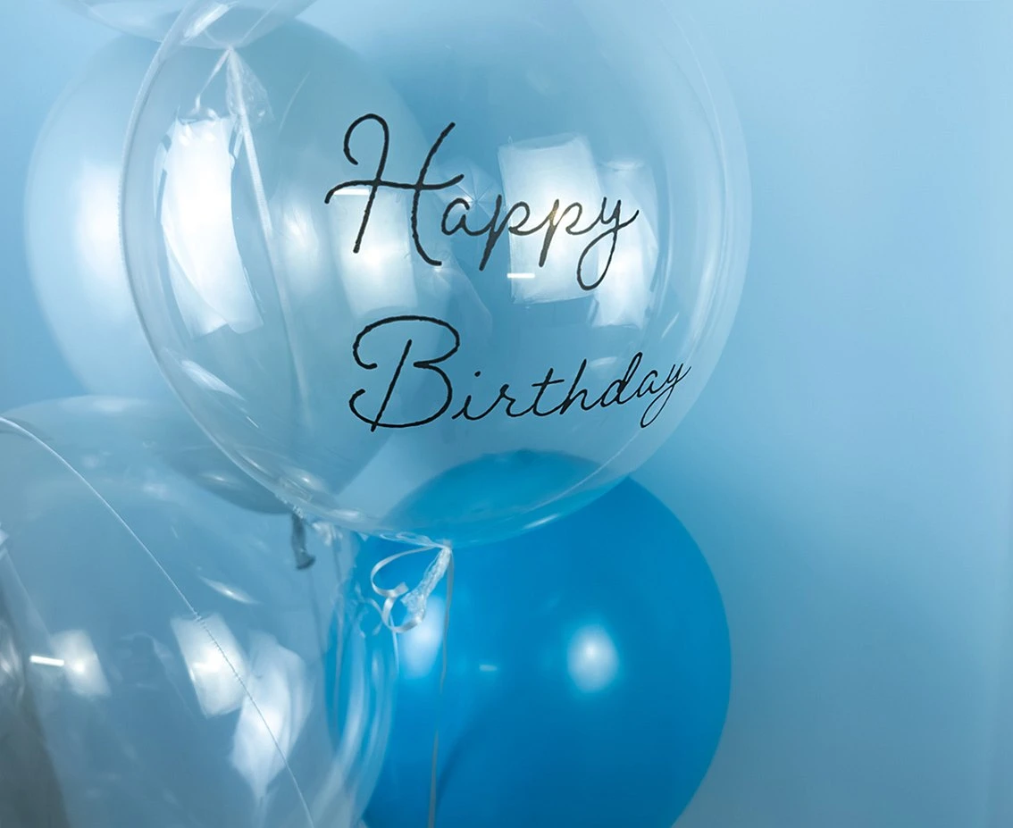 Balon Takara Bubble Balloon - Happy Birthday (kaligrafowane), 330 mm/ 10 szt. (rozm. QL 15,0") KK