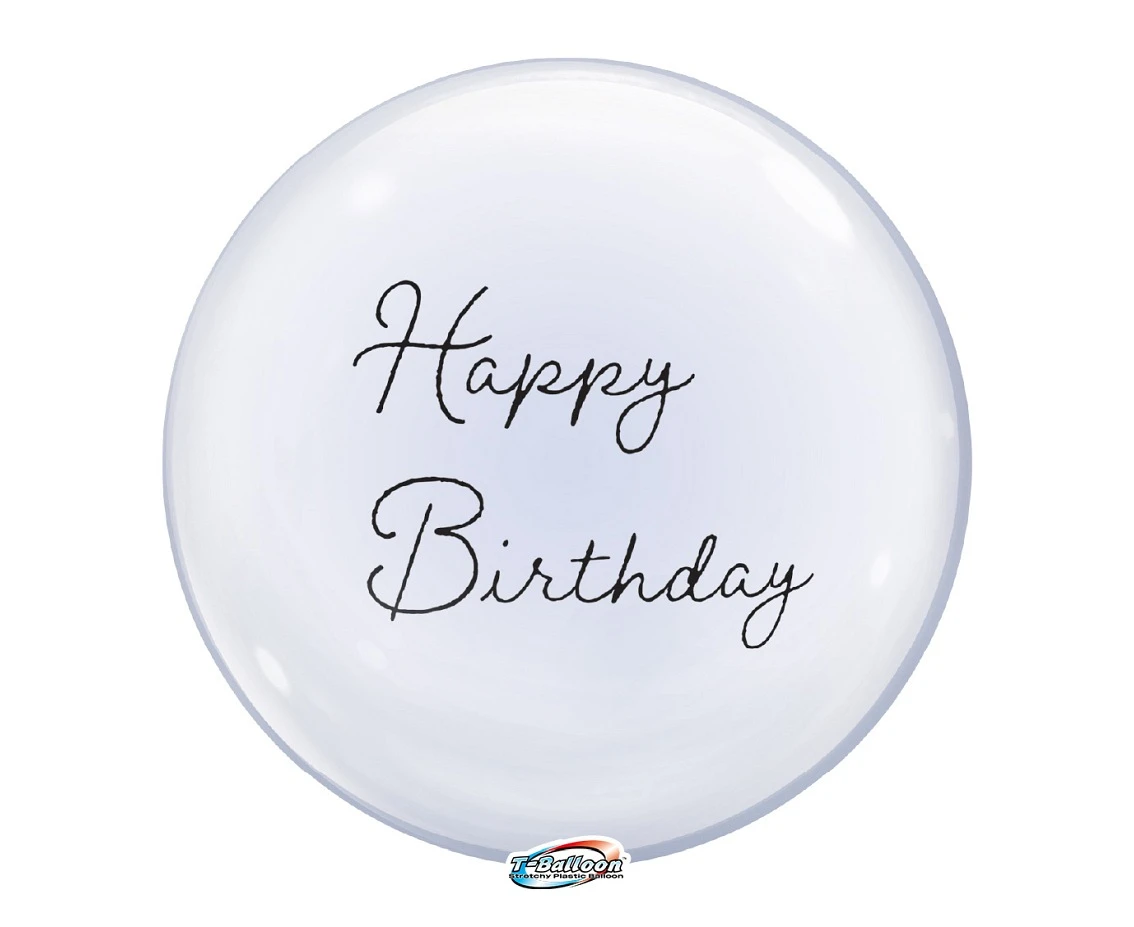 Balon Takara Bubble Balloon - Happy Birthday (kaligrafowane), 330 mm/ 10 szt. (rozm. QL 15,0") KK
