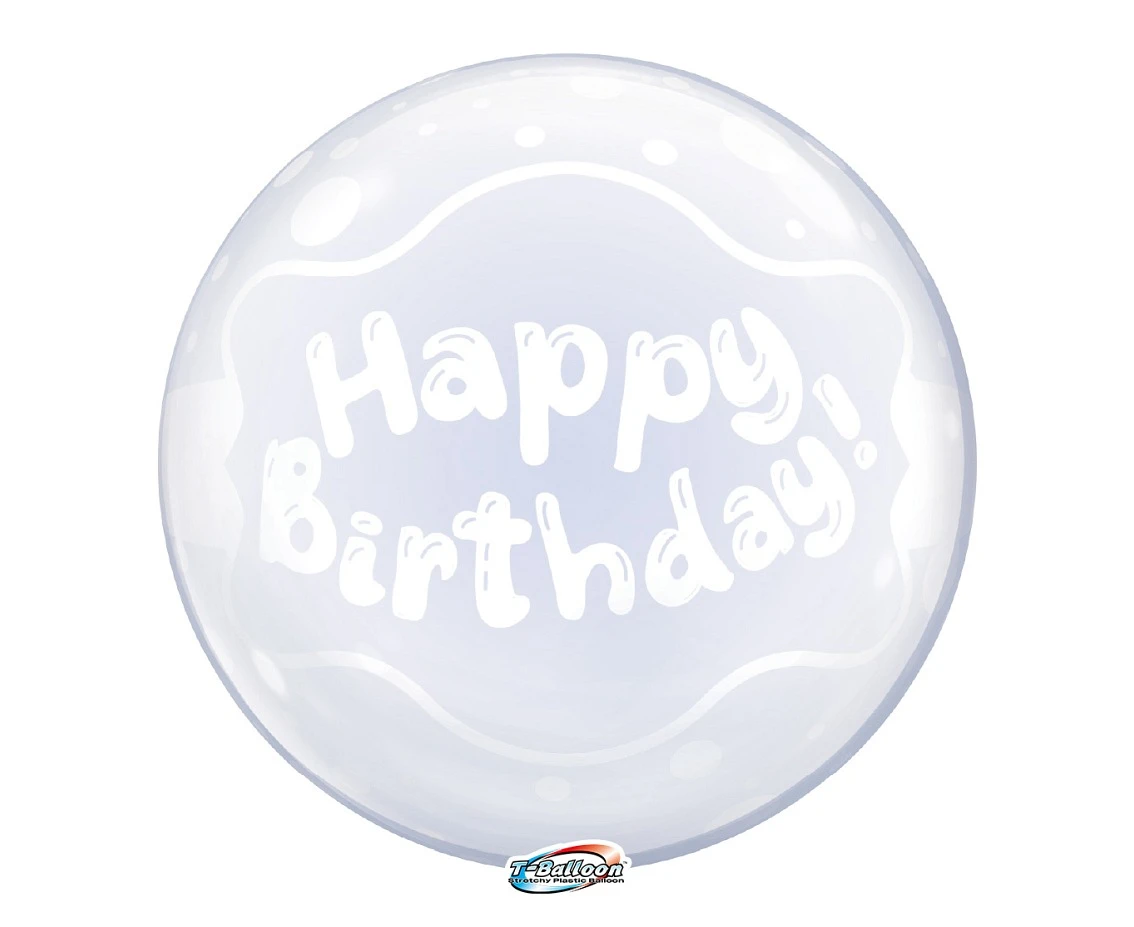Balon Takara Bubble Balloon - Happy Birthday (kropeczki), 400 mm/ 10 szt. (rozm. QL 18,5") KK
