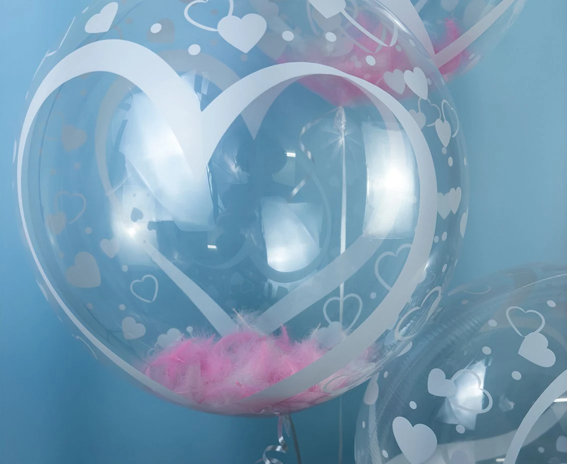 Balon Takara Bubble Balloon - Serca i serduszka, 400 mm/ 10 szt. (rozm. QL 18,5") KK
