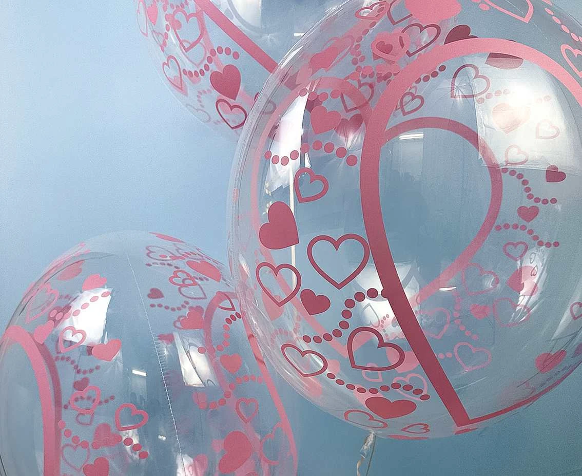 Balon Takara Bubble Balloon - Serca i serduszka, 555 mm/ 10 szt. (rozm. QL 24,0") KK