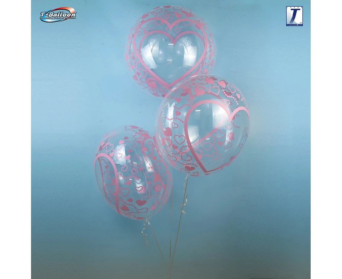 Balon Takara Bubble Balloon - Serca i serduszka, 555 mm/ 10 szt. (rozm. QL 24,0") KK