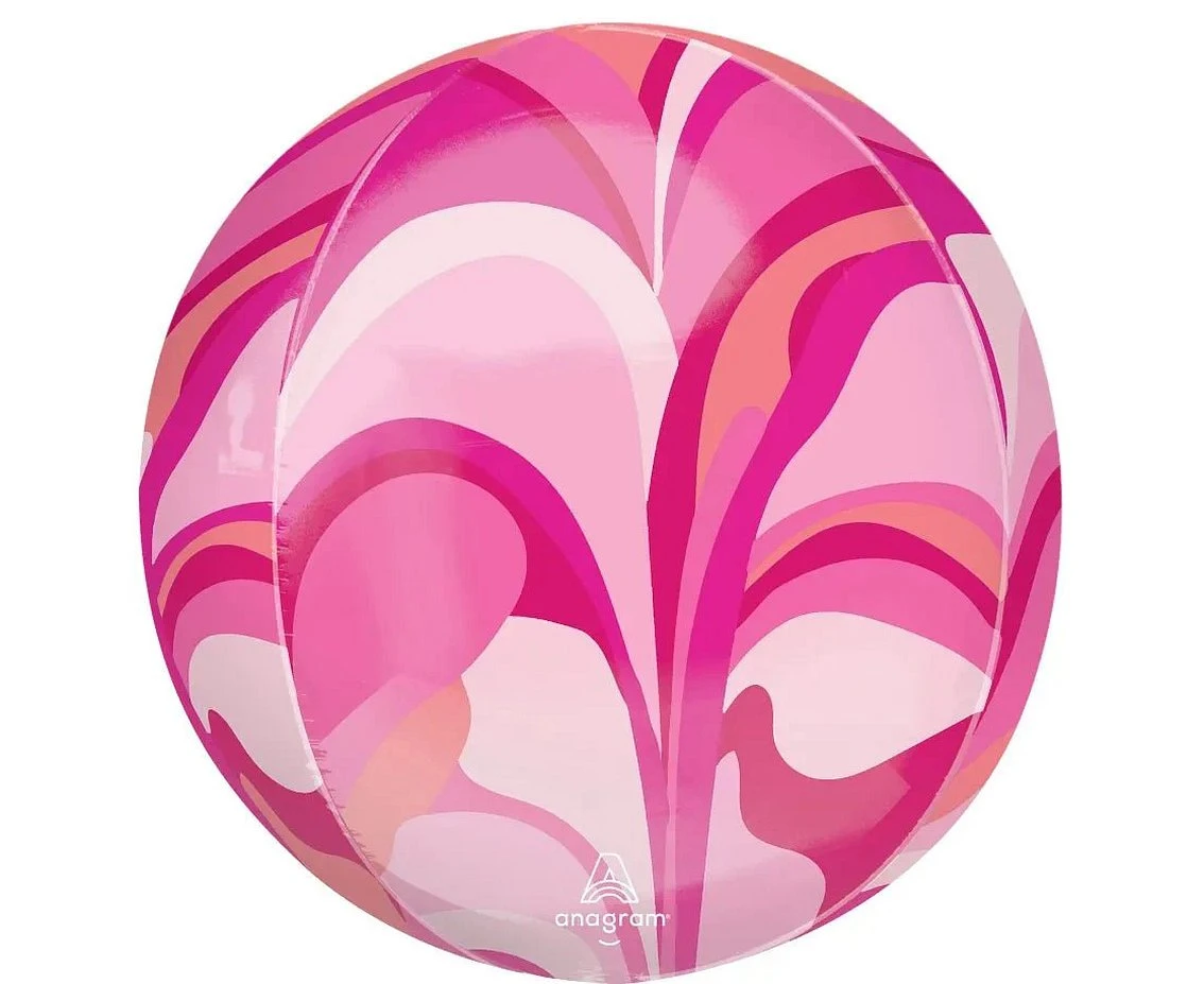 Balon foliowy ORBZ - Kula różowa macro marble (pakowany) KK