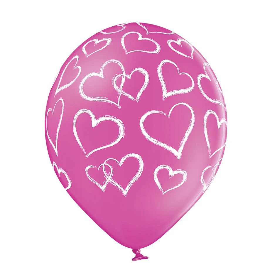 Balony Belbal 12", D11, serca czerwono-różowe, 6szt.