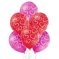 Balony Belbal 12", D11, serca czerwono-różowe, 6szt.