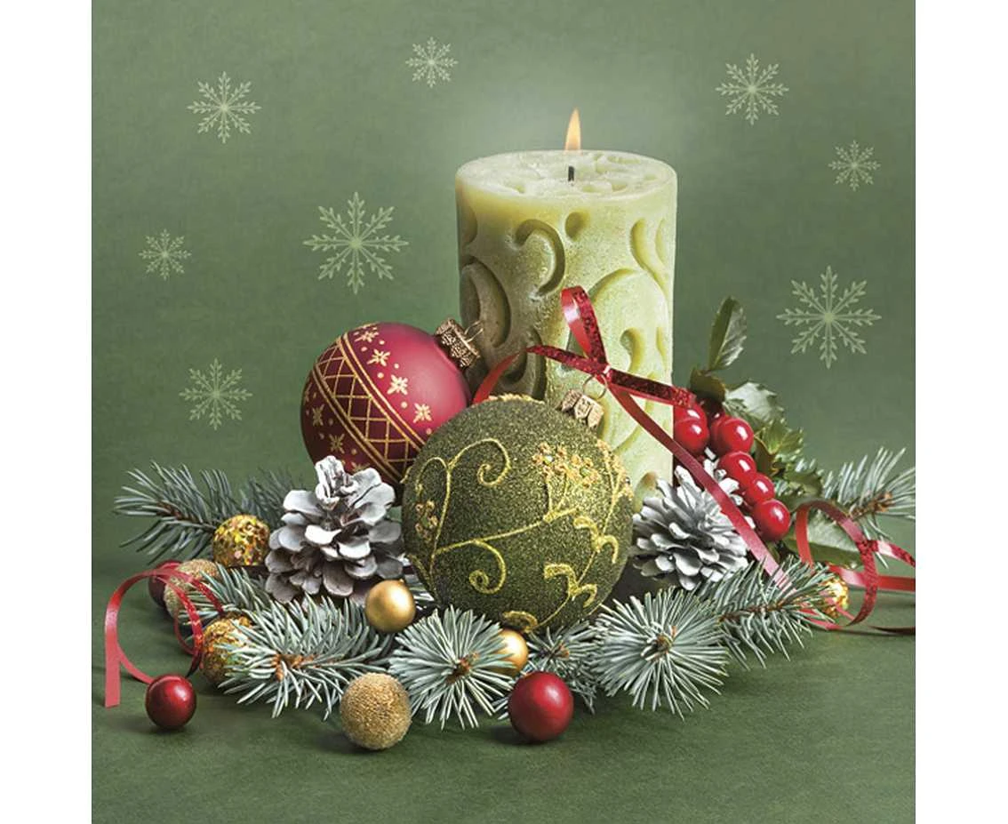 Serwetki papierowe Ornate Candle & Bauble Composition, 33x33 cm, 20 szt.