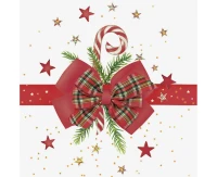 Serwetki papierowe Checked Bow with Candy Cane, 33x33 cm, 20 szt.