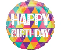 Balon foliowy 18" CIR - Colorful Triangles Birthday KK