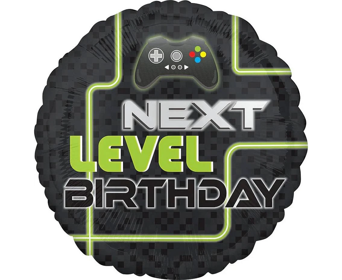 Balon foliowy 18" CIR - Level Up Birthday KK