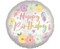 Balon foliowy 18" CIR - Boho Bday Satin Flowers KK